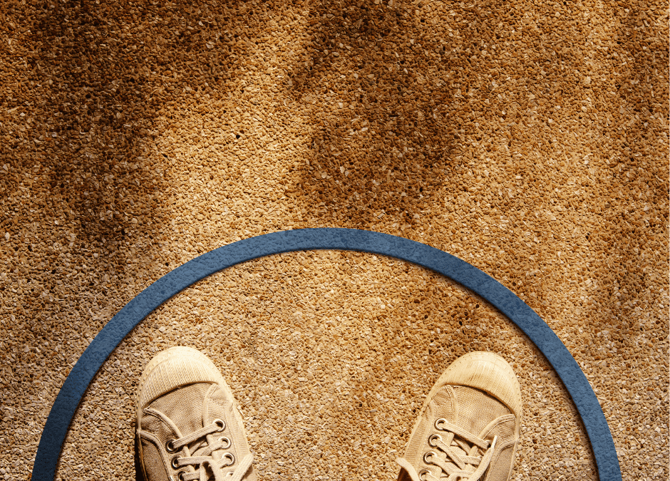 Shoes inside of a circle depicting a personal boundary